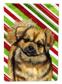 Tibetan Spaniel Candy Cane Christmas Garden Flag