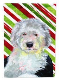 Old English Sheepdog Candy Cane Christmas Garden Flag