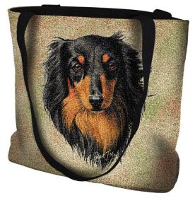 Dachshund Long Haired Black and Tan - Tote Bag