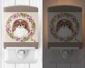 Japanese Chin Wreath of Flowers Ceramic Nightlight