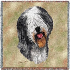 Old English Sheepdog - Lap Square Cotton Woven Throw
