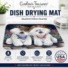 Bichon Frise Sisters Art Dish Drying Mat