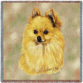 Pomeranian - Lap Square Cotton Woven Throw