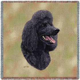 Poodle - Black - Lap Square Cotton Woven Throw