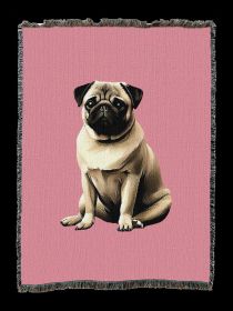 Pug 2 Cotton Woven Throw