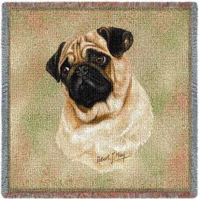 Pug - Lap Square Cotton Woven Throw