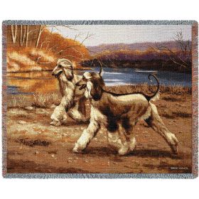 Afghan Hound River Walk - Cotton Woven Blanket