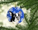 Boston Terrier Winter Snowflakes Ornament