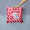 Bedlington Terrier Hearts Love and Valentine's Day Fabric Decorative Pillow