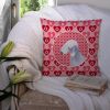 Bedlington Terrier Hearts Love and Valentine's Day Fabric Decorative Pillow