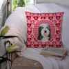 Bearded Collie #2 Hearts Love and Valentine's Day Fabric Decorative Pillow