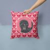 Affenpinscher Hearts Love and Valentine's Day Dog Portrait Fabric Decorative Pillow