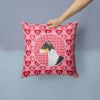 Basenji #2 Hearts Love and Valentine's Day Fabric Decorative Pillow