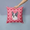 Boston Terrier #2 Hearts Love and Valentine's Day Fabric Decorative Pillow