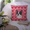 Boston Terrier #2 Hearts Love and Valentine's Day Fabric Decorative Pillow