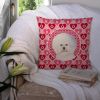 Bichon Frise #2 Hearts Love and Valentine's Day Fabric Decorative Pillow