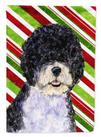 Portuguese Water Dog Candy Cane Christmas Garden Flag