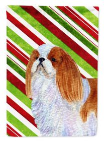 English Toy Spaniel Candy Cane Christmas Garden Flag