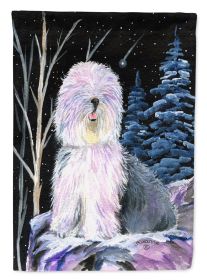 Old English Sheepdog Starry Night 3 Garden Flag