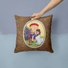 Bichon Frise with Little Girl Portrait/Landscape Decorative Pillow