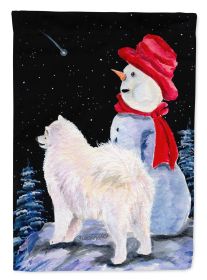 Samoyed 2 with Snowman House Flag