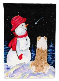 Australian Shepherd 9 and Snowman Garden Flag