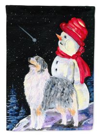 Australian Shepherd 10 with Snowman Garden Flag