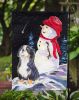 Bernese Mountain Dog 7 with Snowman Garden Flag
