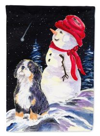 Bernese Mountain Dog 7 with Snowman Garden Flag