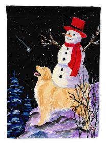 Golden Retriever 10 with Snowman House Flag
