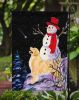 Golden Retriever 10 with Snowman Garden Flag