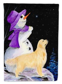 Golden Retriever with Snowman 1 Garden Flag