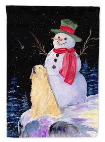 Golden Retriever with Snowman 2 Garden Flag