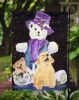 Golden Retriever 33  with Snowman Garden Flag