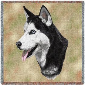 Siberian Husky - Lap Square Cotton Woven Throw