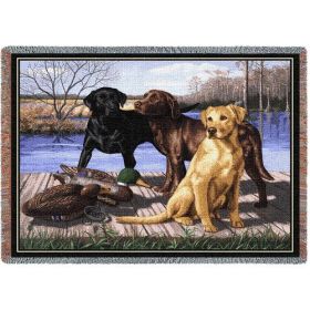 Labrador Retriever - The Board Meeting Cotton Woven Blanket