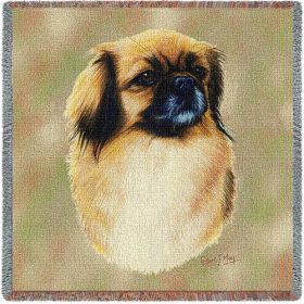 Tibetan Spaniel - Lap Square Cotton Woven Throw