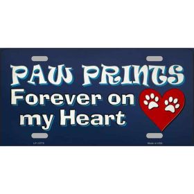 Paw Prints On My Heart Novelty Metal License Plate