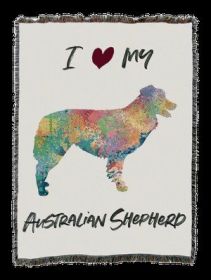 Australian Shepherd Splash Cotton Woven Throw