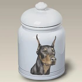 Doberman - Black and Tan - Cropped - Best of Breed Ceramic Treat Jars