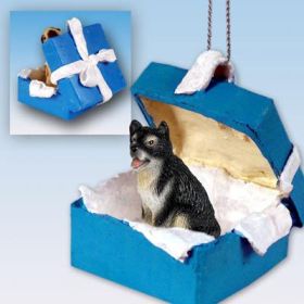 Alaskan Malamute - Blue Gift Box Ornament
