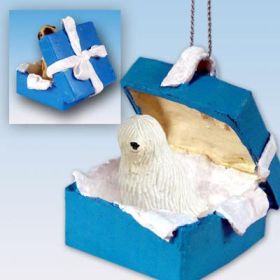 Komondor - Blue Gift Box Ornament