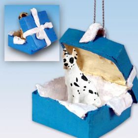 Great Dane - Harlequin - Blue Gift Box Ornament