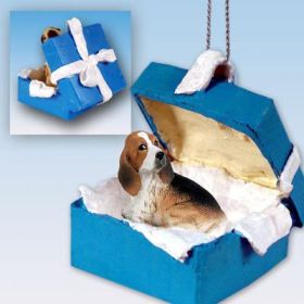 Basset Hound - Blue Gift Box Ornament