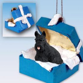 Scottish Terrier - Blue Gift Box Ornament