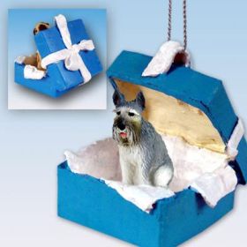 Giant Schnauzer - Gray - Blue Gift Box Ornament