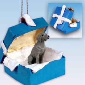 Weimaraner - Blue Gift Box Ornament