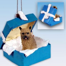 Norwich Terrier - Blue Gift Box Ornament