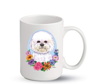 Bichon Frise - Show Cut - Best of Breed PItcher Flower Mugs
