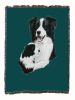 Border Collie with Puppy Cotton Woven Throw